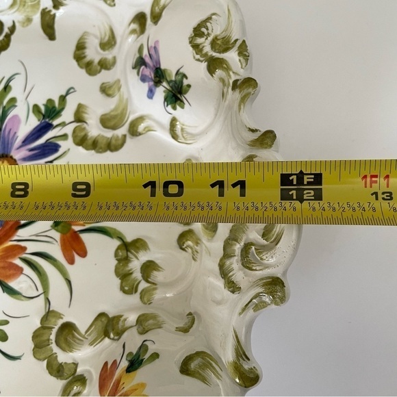 Italy made flora decorative keramiik faience schale 13”x12”x2” - Picture 11 of 16
